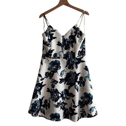 Vestido corto blanco flores azules - Talla M