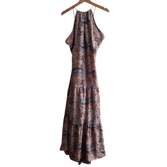 Vestido largo estampado naranja y azul - Talla S
