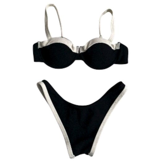 Bikini negro y blanco - Talla L