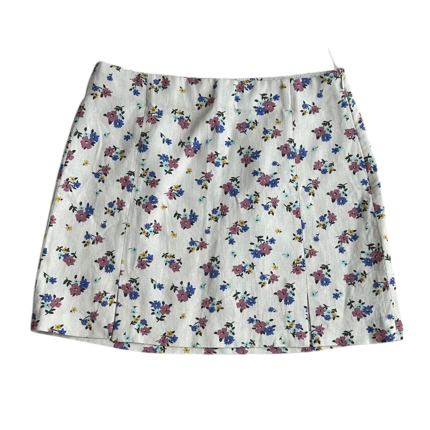 Falda corta crema con flores Zara - Talla S
