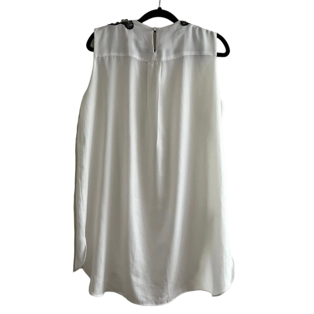 Blusa blanca con lentejuelas hombro Mango - Talla S