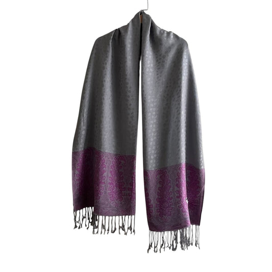 Bufanda seda gris y morada