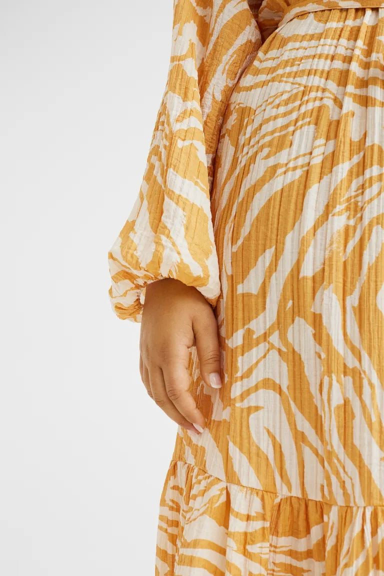 Vestido largo naranja y crema H&M - Talla L