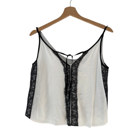 Blusa blanca encaje negro Zara - Talla S