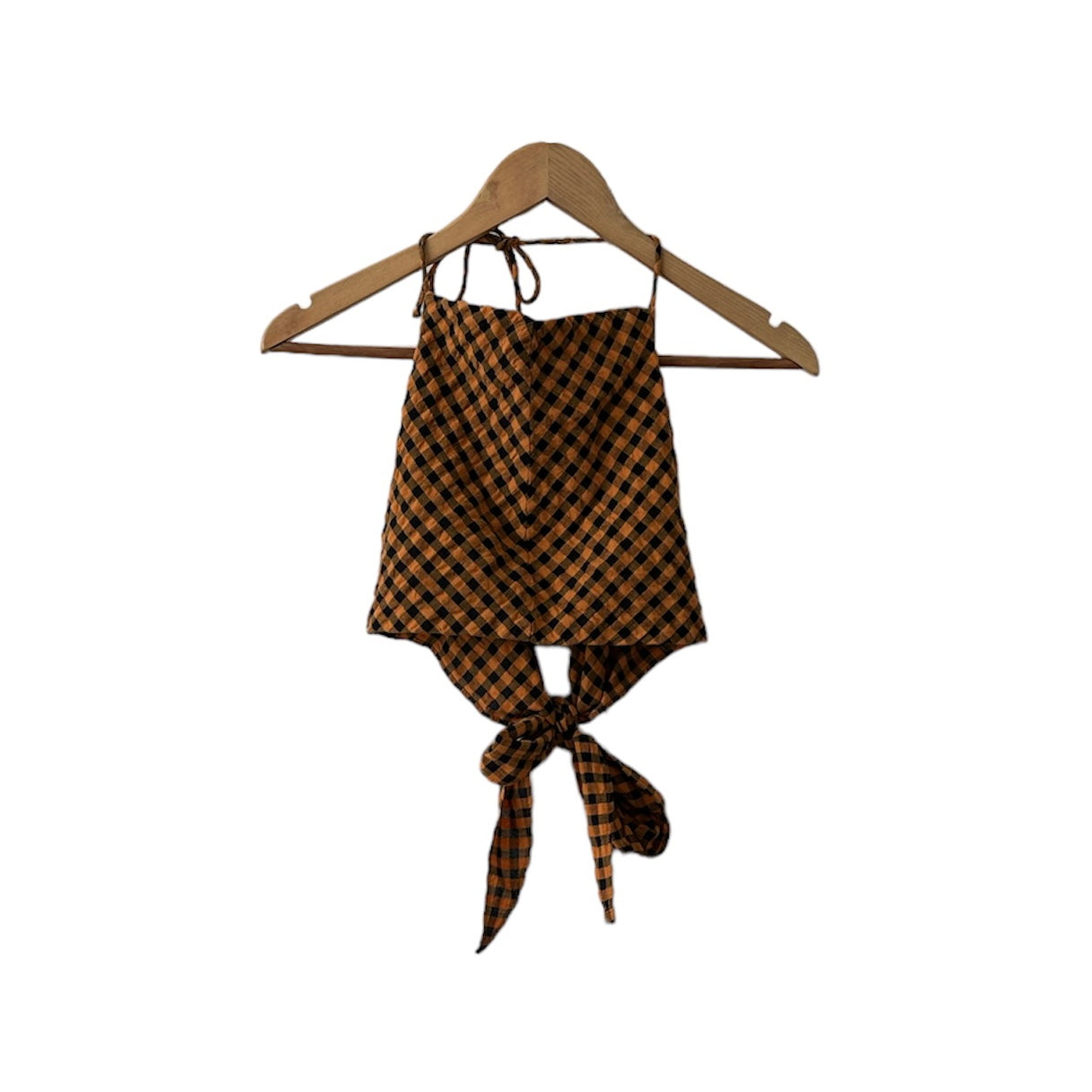 Top cuadrados naranja Zara - Talla L