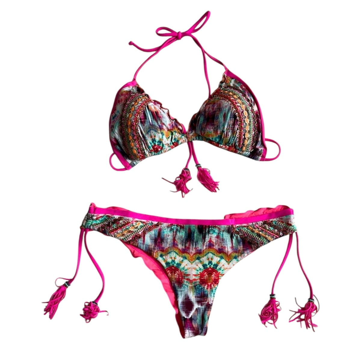 Bikini fucsia estampado - Talla L