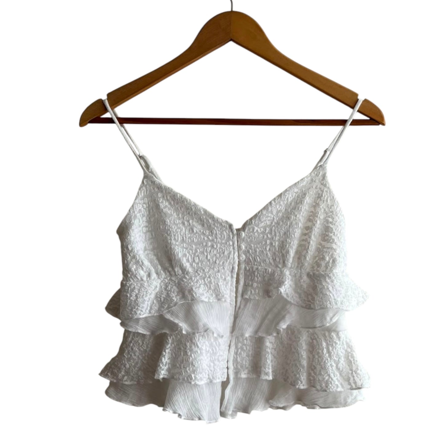 Blusa tiras blancas volantes - Talla XS