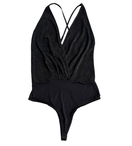 Body negro tiras brillo - Talla S