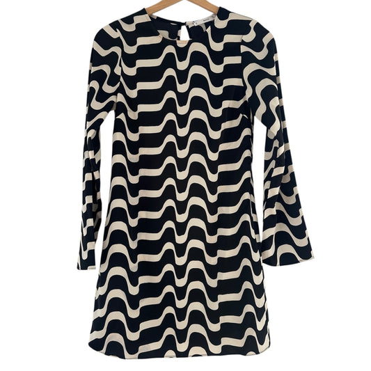 Vestido blanco y negro manga larga Mango - Talla XS