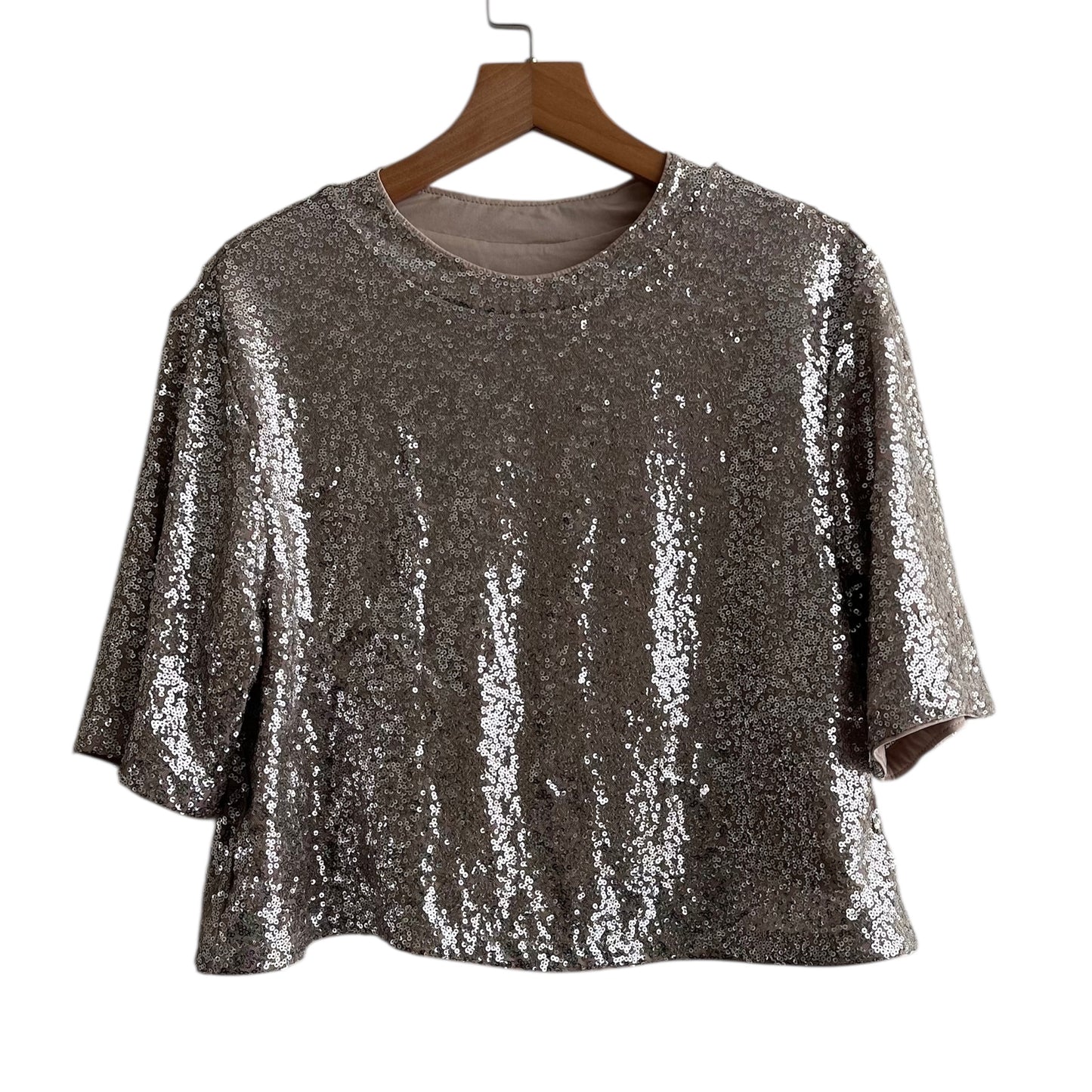 Polo lentejuelas rosado y plateado H&M - Talla S