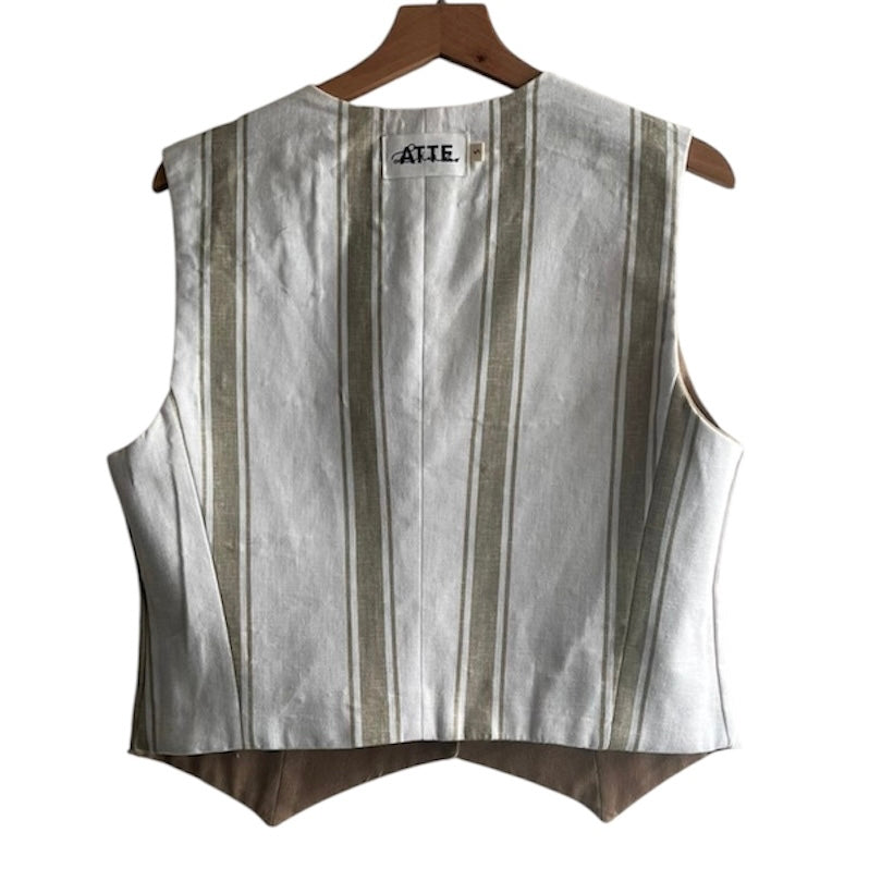 Chaleco beige reversible rayas Attelina - Talla S