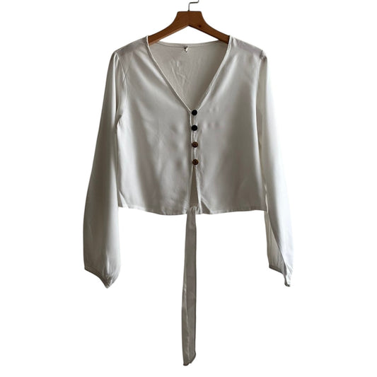 Blusa blanca manga larga - Talla S