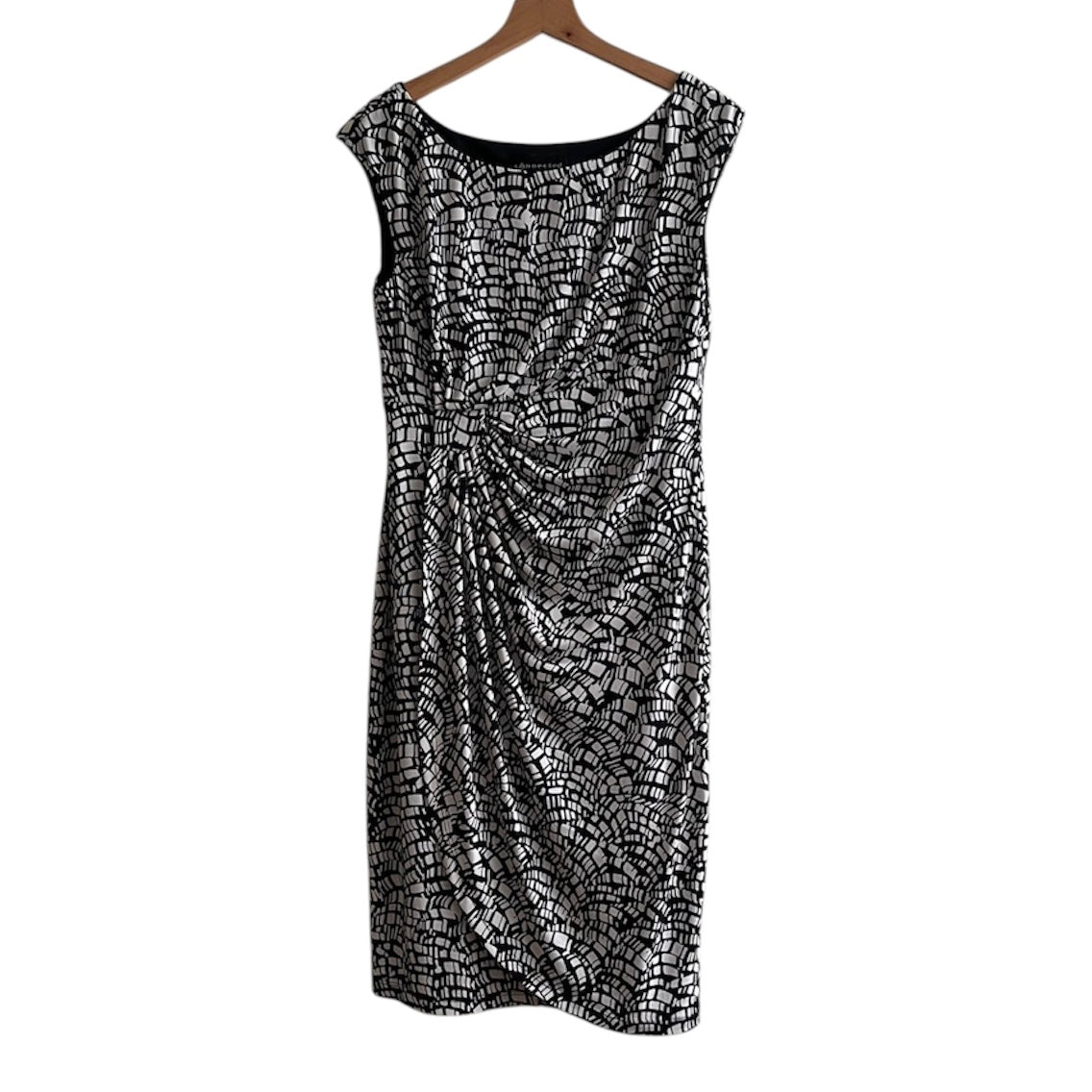 Vestido blanco y negro drapeado - Talla L