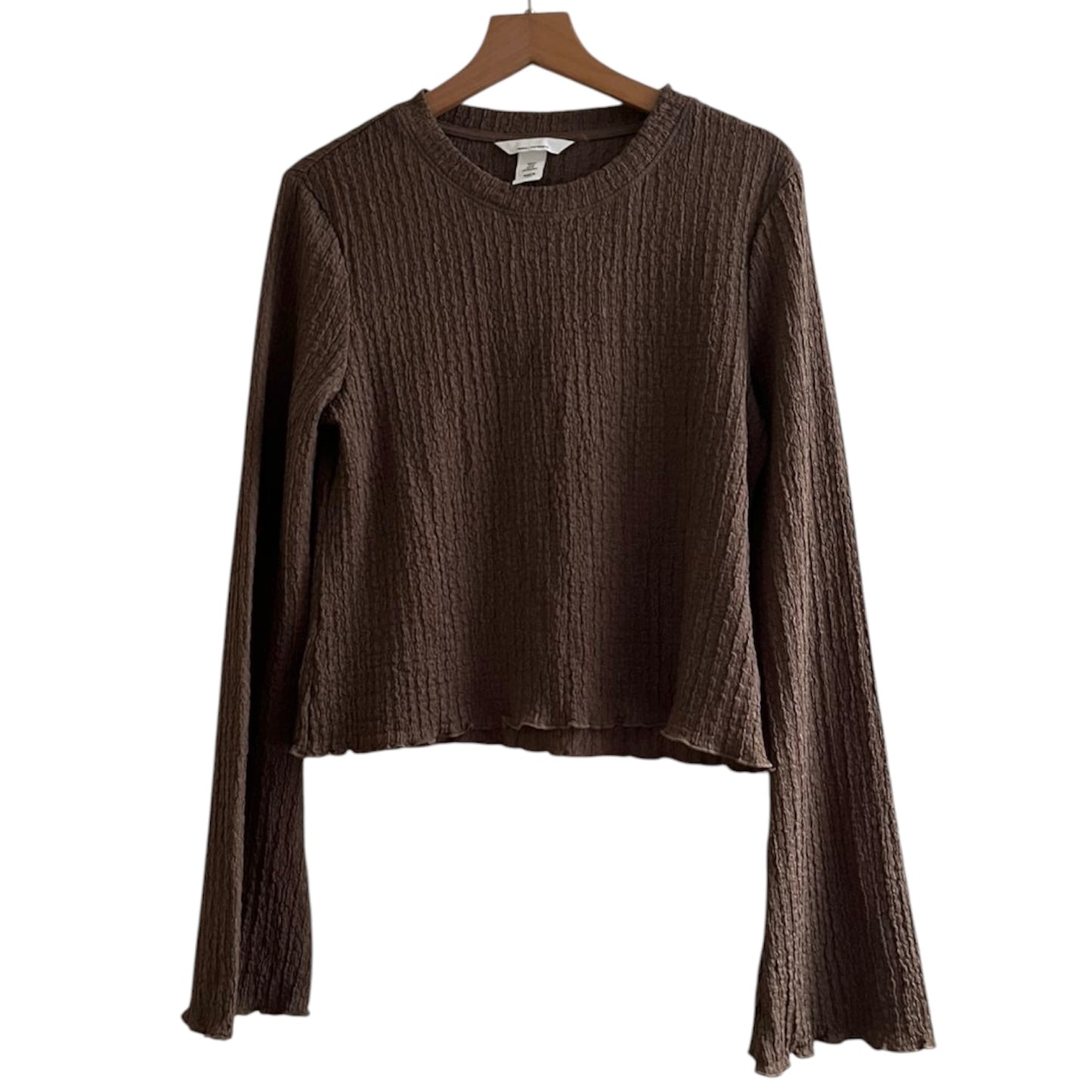 Conjunto polo manga larga y falda midi marrón H&M - Talla M