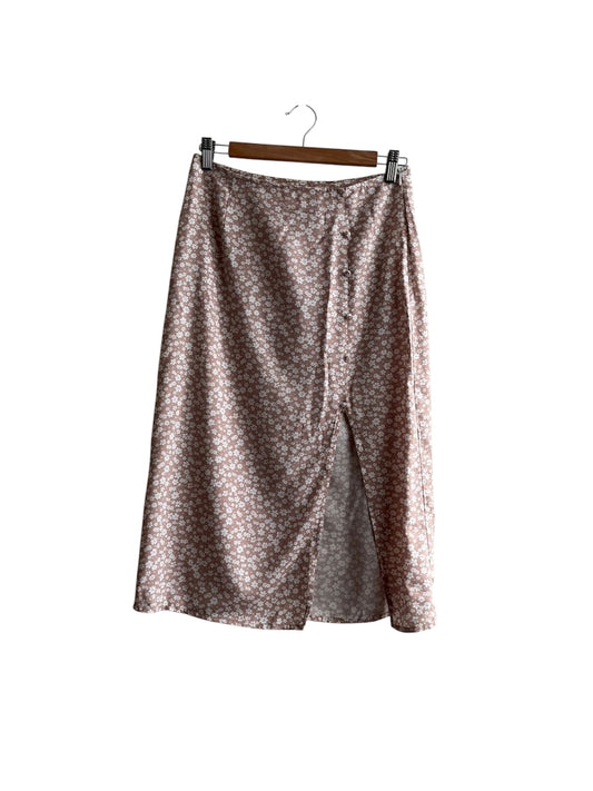 Falda midi beige flores Bassika - Talla S