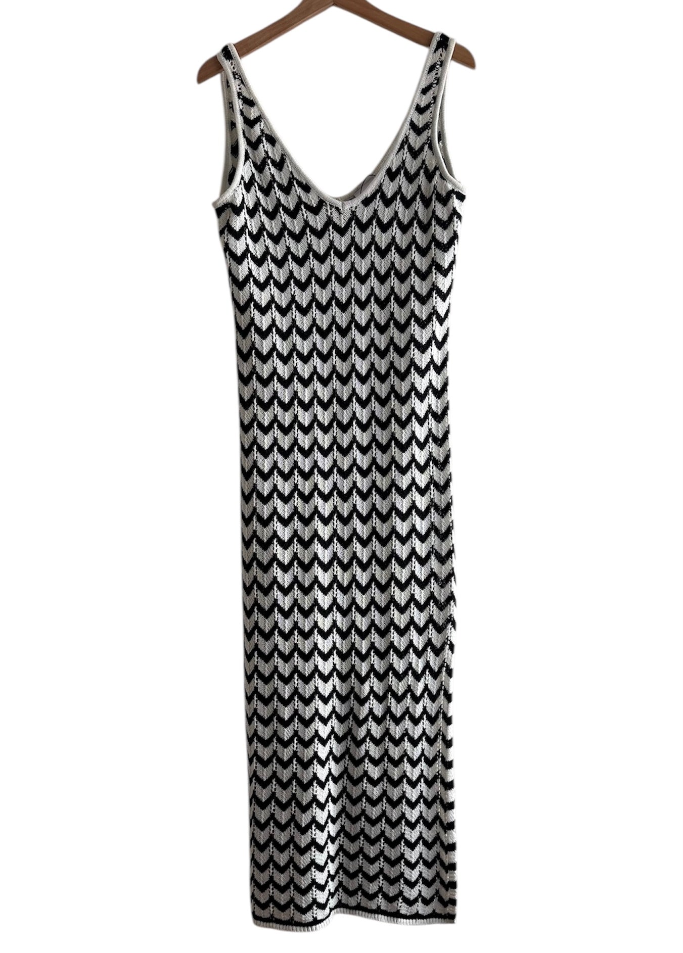 Vestido largo de hilo blanco y negro Lefties - Talla M