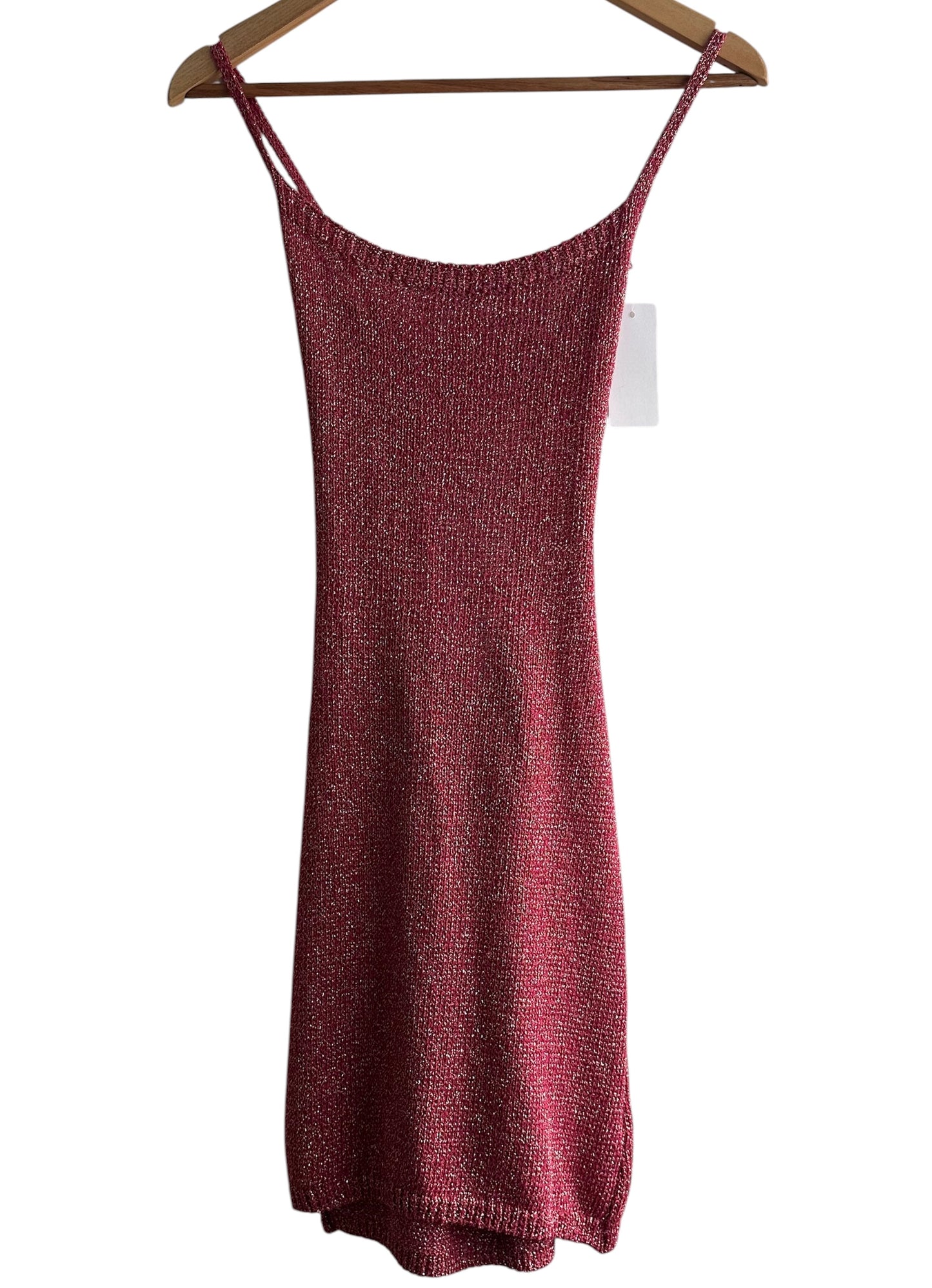 Vestido de hilo rojo con brillos nuevo con etiqueta- Talla S
