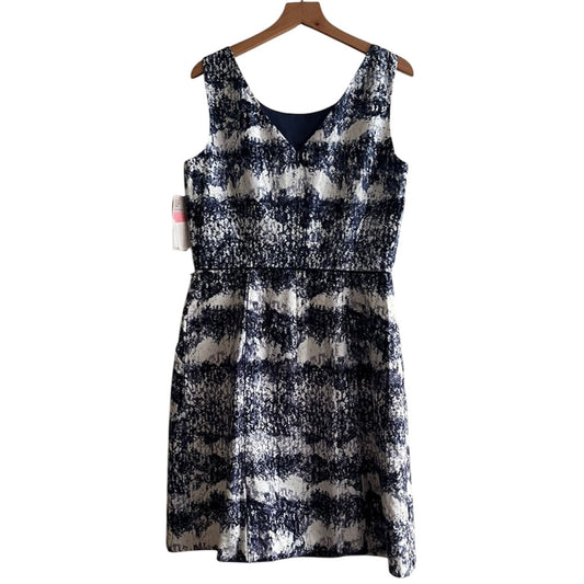 Vestido corto azul y blanco nuevo con etiqueta - Talla 8