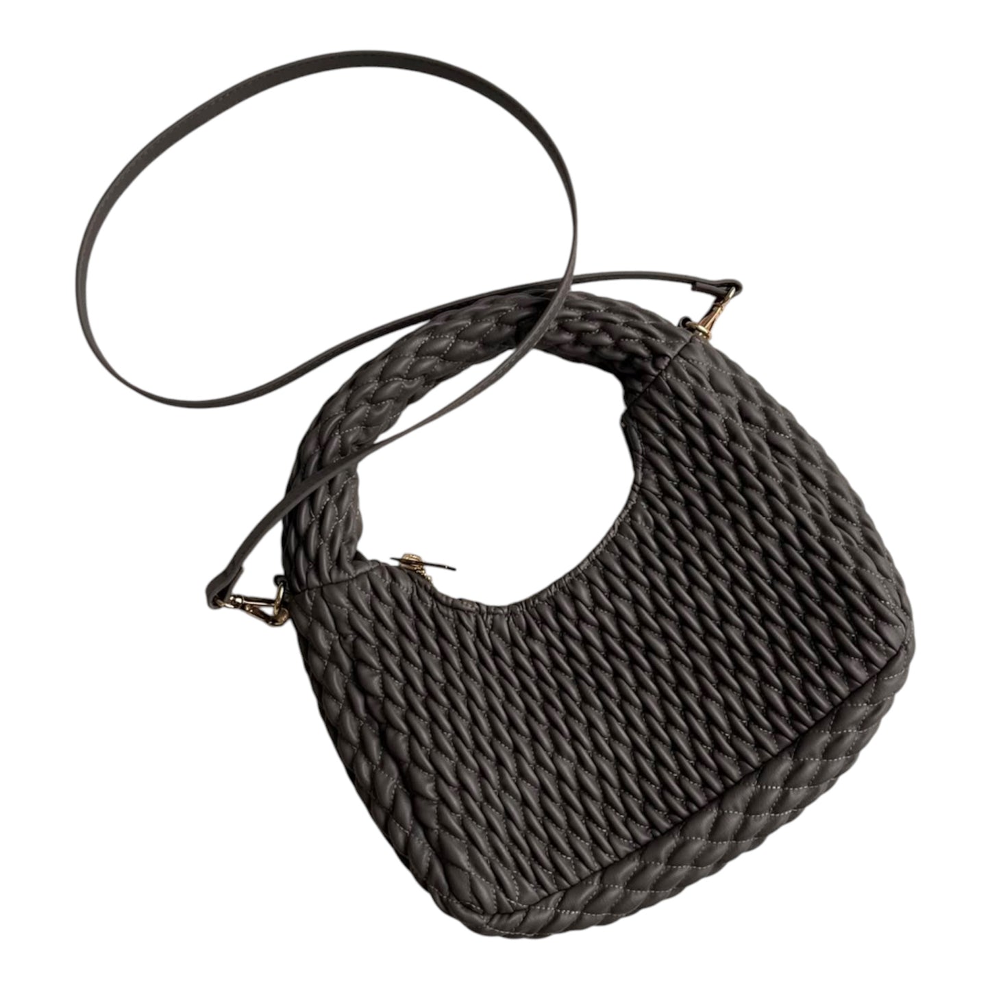 Cartera gris trenzada H&M asa corta y larga