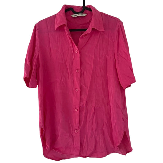 Blusa fucsia satinada Zara - Talla S