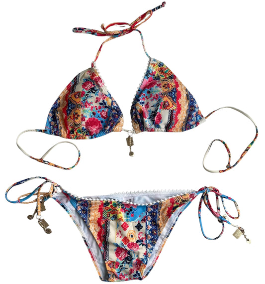 Bikini amarillo estampado - Talla L