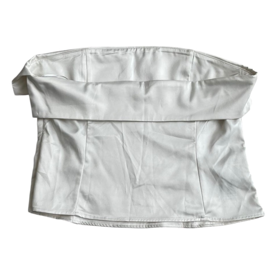 Blusa satin strapless blanca Bershka - Talla XL