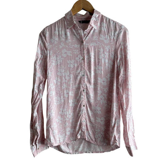 Blusa manga larga rosada flores - Talla S