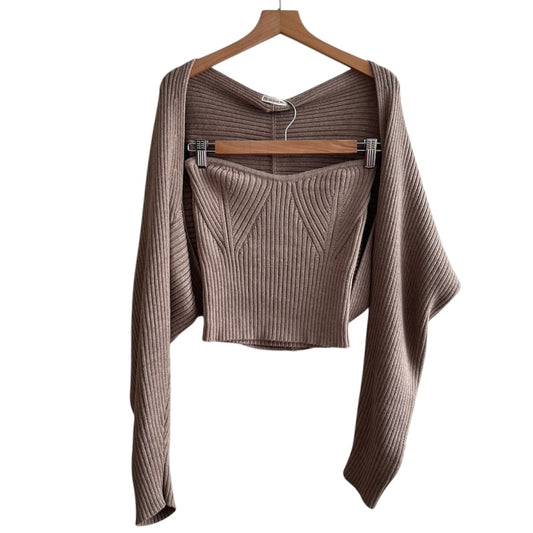 Top con Chompa manga larga marrón - Talla S