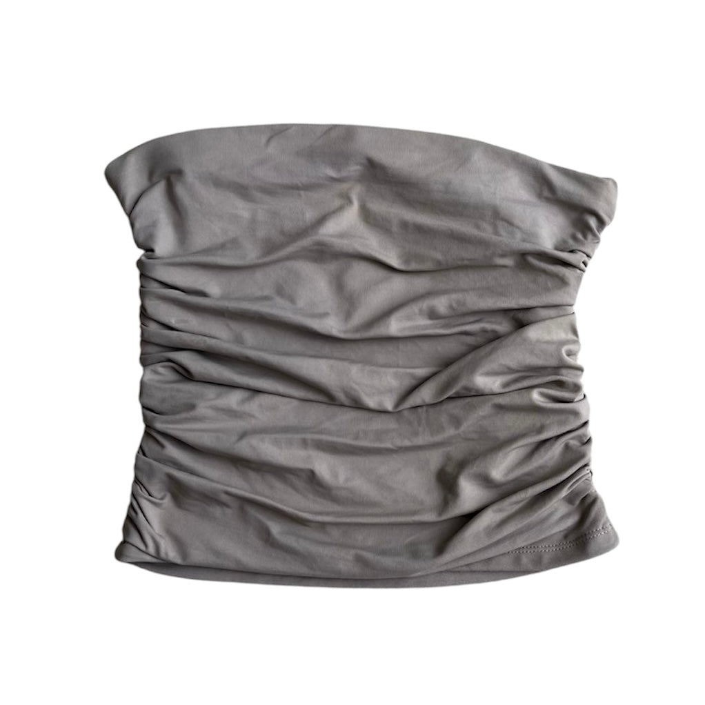 Top drapeado strapless gris Stradivarius- Talla S