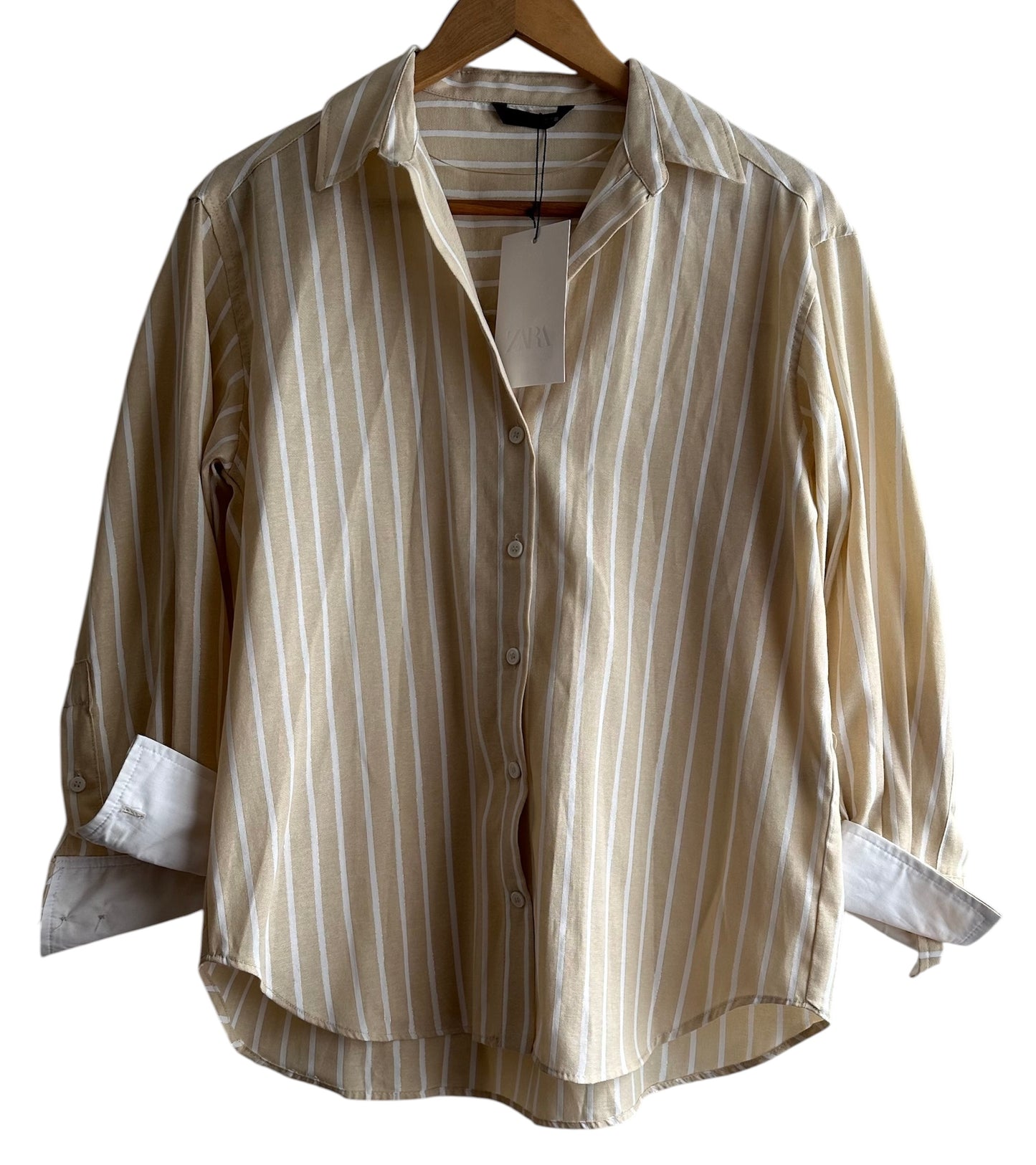 Camisa amarilla rayas blancas nueva con etiqueta Zara - Talla XS