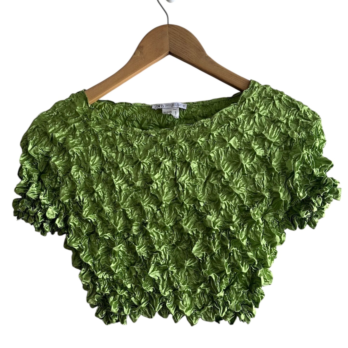 Blusa verde manga corta Zara - Talla M