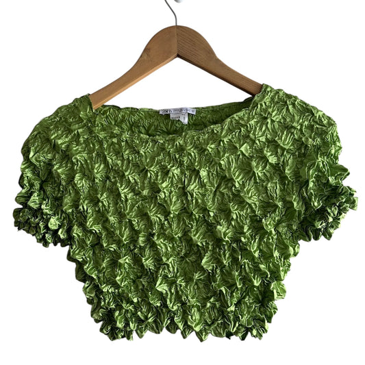 Blusa verde manga corta Zara - Talla M