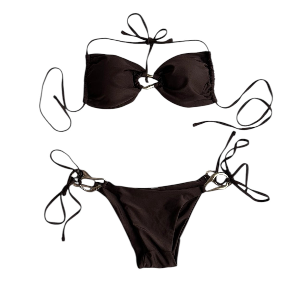 Bikini marrón argollas - Talla M