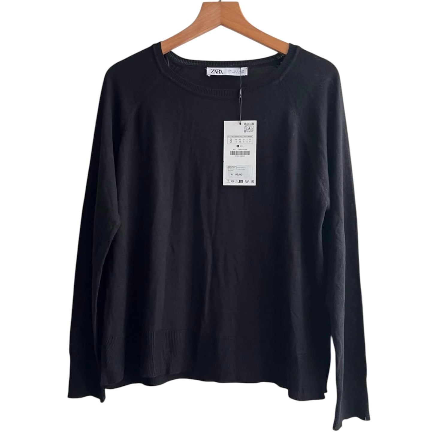 Chompa delgada de hilo negra nueva con etiqueta Zara - Talla S