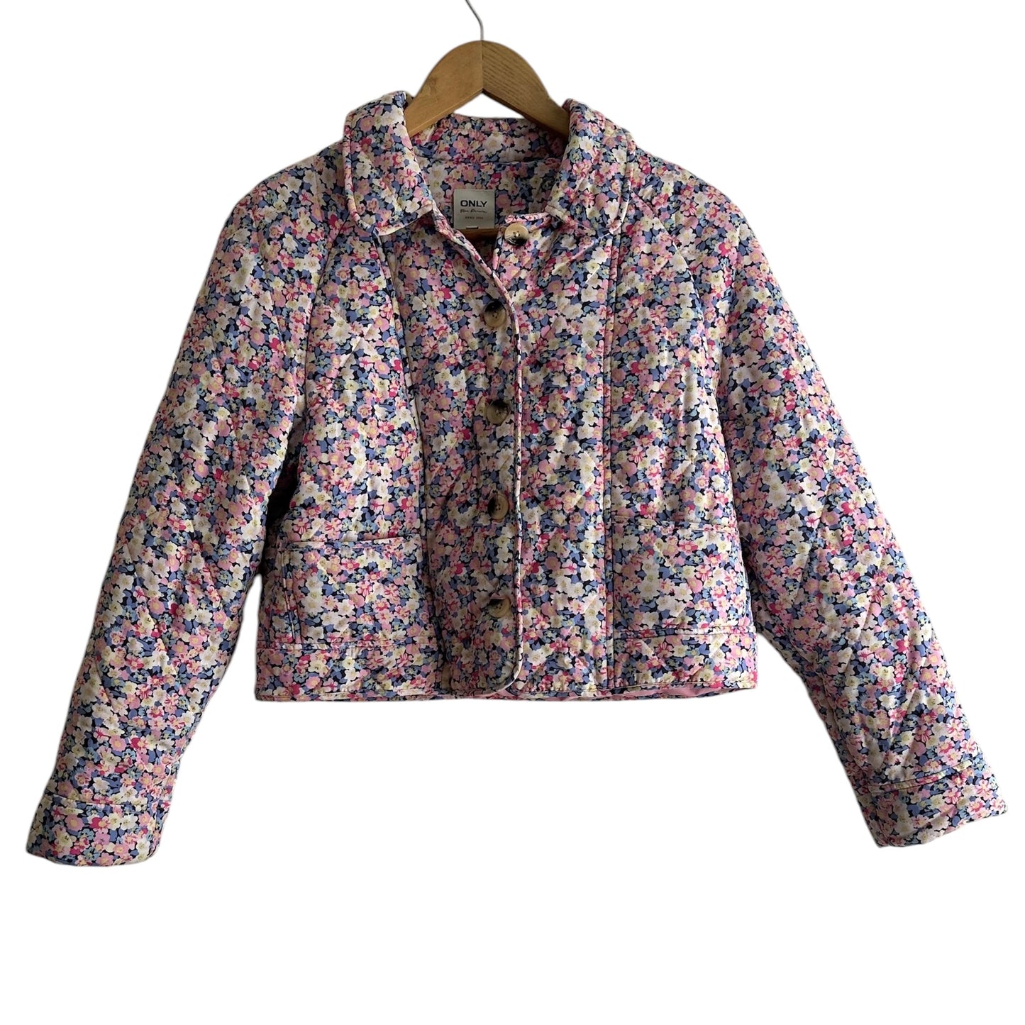 Casaca acolchada rosada estampada flores Only - Talla S