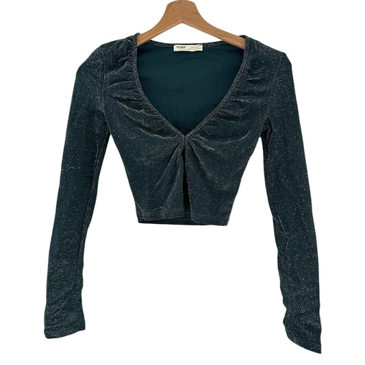 Top manga larga verde brillos Pull & Bear - Talla S