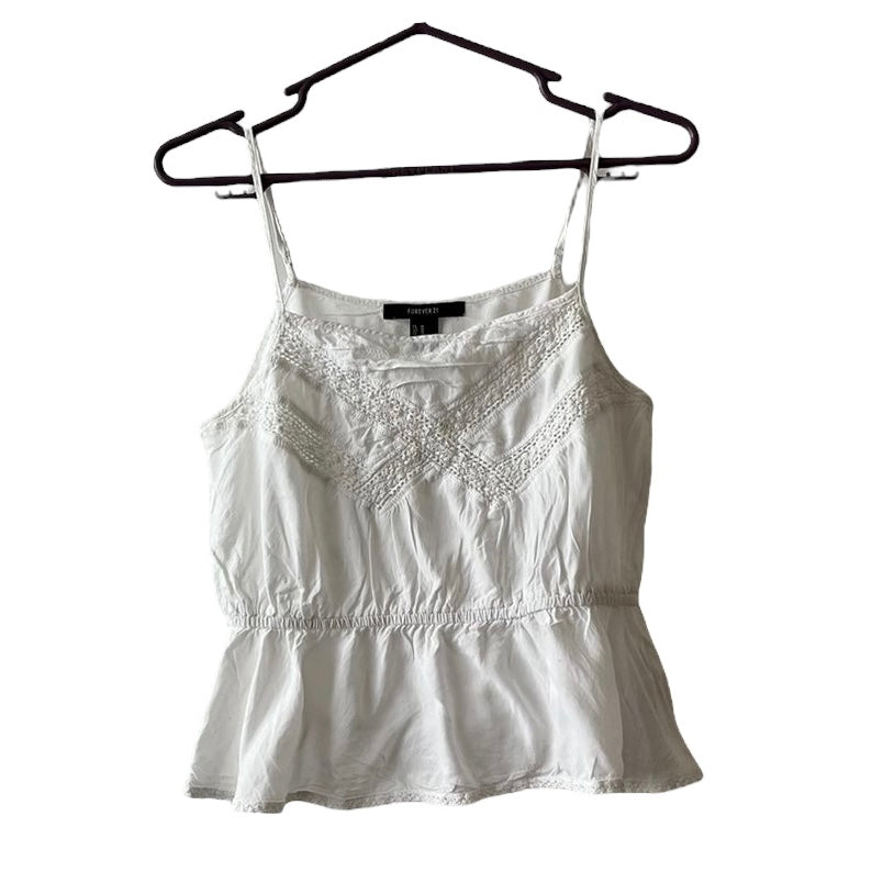 Blusa blanca de tiras Forever 21 - Talla M