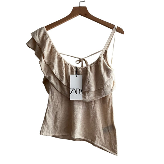 Polo de hilo crema con etiqueta Zara - Talla S