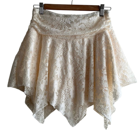 Falda corta beige encaje - Talla L