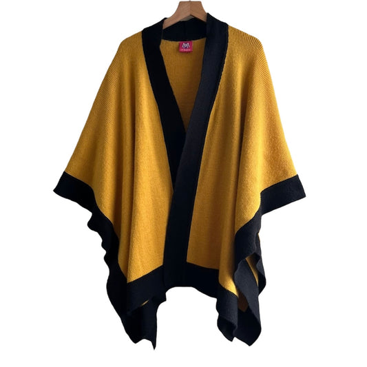 Capa poncho mostaza de alpaca - Talla M