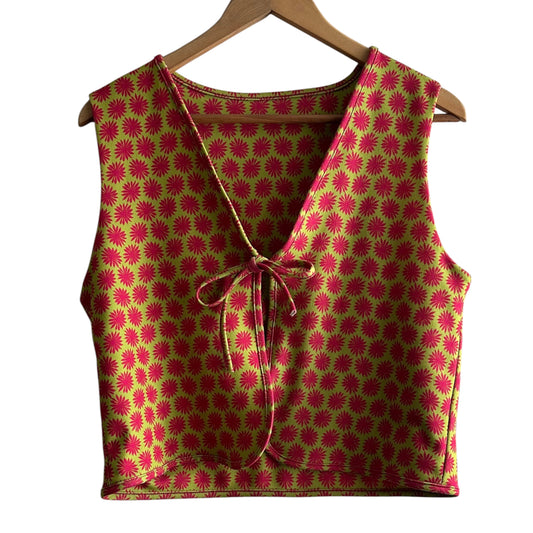 Chaleco verde estampado rojo - Talla S