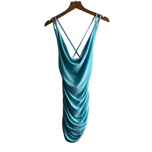 Vestido celeste drapeado - Talla S