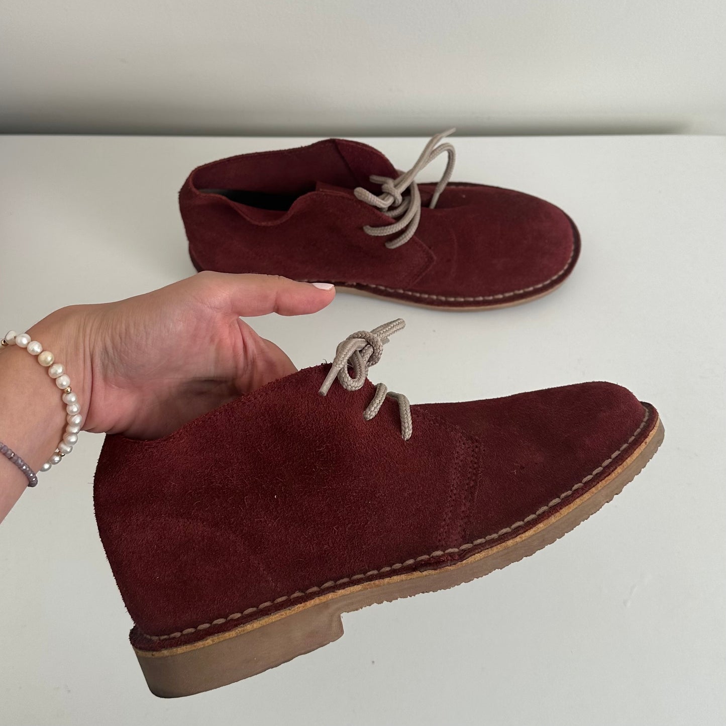 Zapatos de gamuza guinda - Talla 40