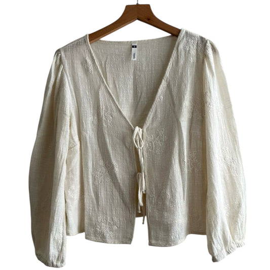 Blusa manga larga crema para amarrar Sybilla - Talla S