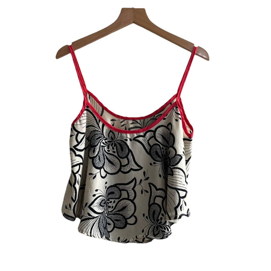Polo blanco flores tiras rojas - Talla M
