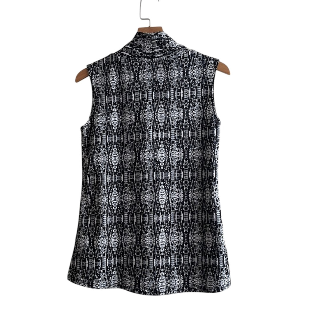 Blusa negra estampada detalle cuello - Talla S