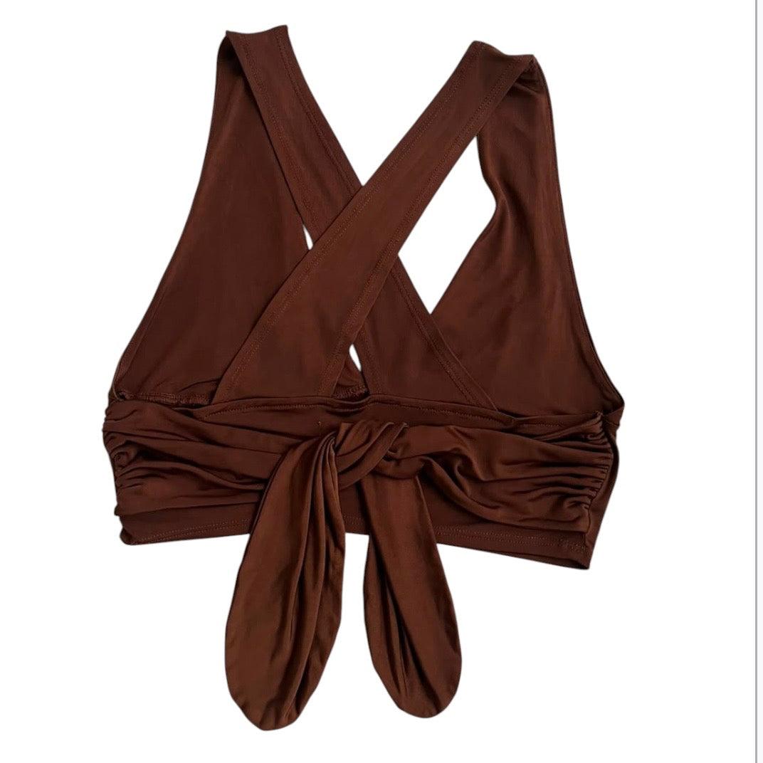 Top cruzado marrón Urban Outfitters - Talla S