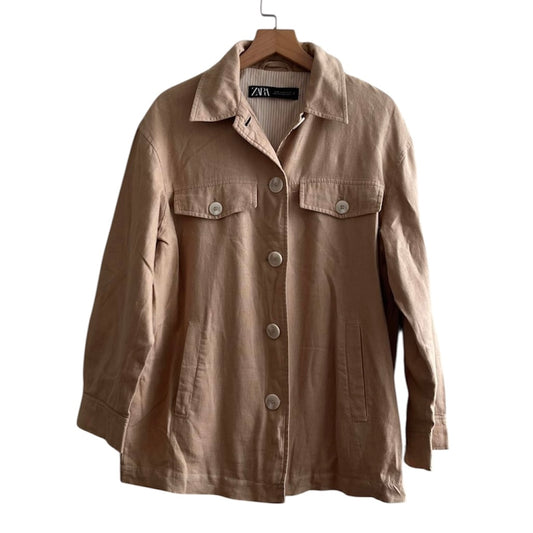 Camisa gruesa oversize beige Zara - Talla XS