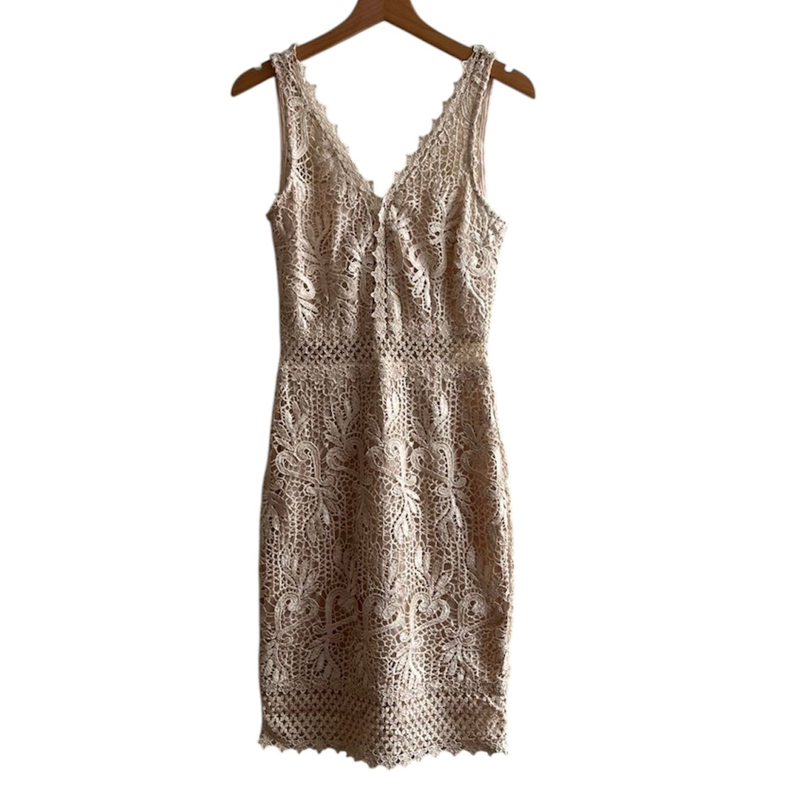 Vestido corto beige encaje - Talla S