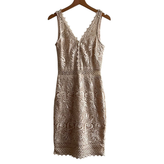 Vestido corto beige encaje - Talla S